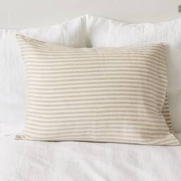 Striped Linen Pillow - Pinstripe Washed Pillow With Stripes - Softened -Pillow - Housewife Queen, King Sizes - thumbnail 2