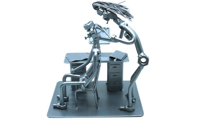 Dermatologist Gift Nuts & Bolts Sculpture, Scrap Metal Art For Doctor, Custom Name Engraving - image 1