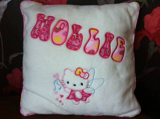 Personalised, Handmade, Machine Embroidered, Cushion/Decorative/Birthday Present/Anniversary/Wedding Gift/Christening Keepsake/Child's Gift/ - image 1
