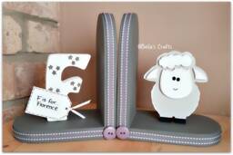 Personalised Sheep Bookends For Children, Nursery Decor, Lamb Bookends, Farm Animals, Kids - thumbnail 1