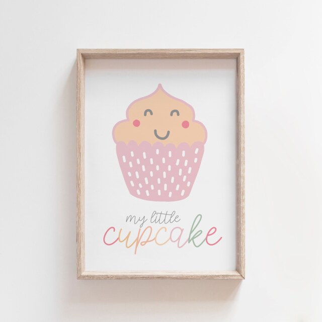 Cupcake Wall Art, Girls Nursery Print, Kitchen Bedroom, Kids Pastel Prints, Playroom - image 1