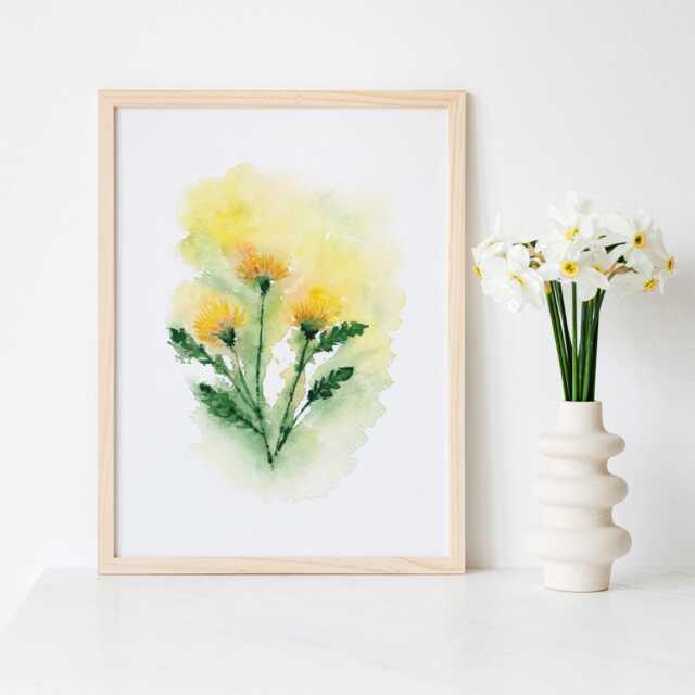 Dandelion Flower Original Watercolor Gicl??e Art Print - image 1