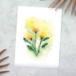 Dandelion Flower Original Watercolor Gicl??e Art Print - thumbnail 3