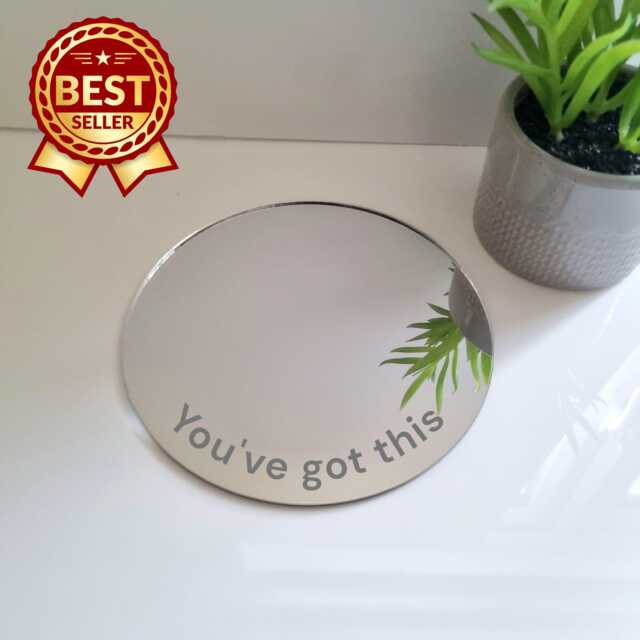 Round Acrylic Mirror Wall Art Personalized Engraving Options - image 1