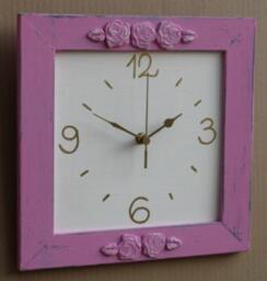 Shabby Chic Wall Clock Dark Pink & Cream Wall Decor - thumbnail 2