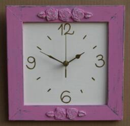 Shabby Chic Wall Clock Dark Pink & Cream Wall Decor - thumbnail 3