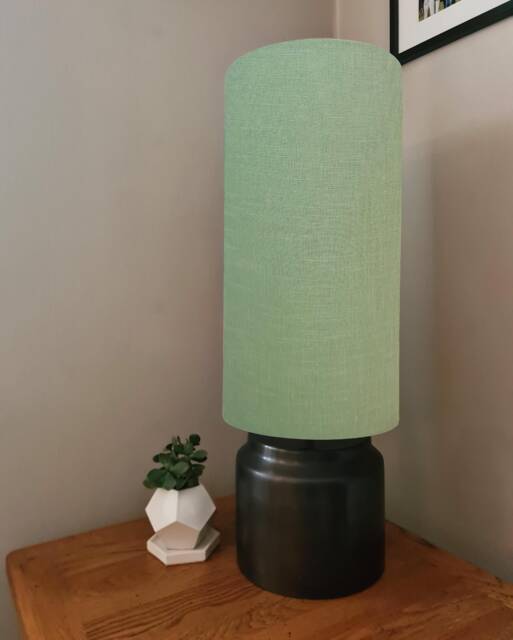 Extra Tall Drum Lampshade in Sage Green Linen, 50cm Height - image 1