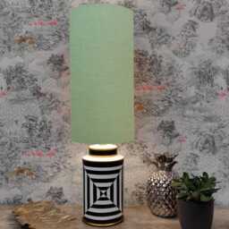 Extra Tall Drum Lampshade in Sage Green Linen, 50cm Height - thumbnail 3
