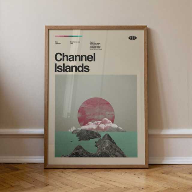 Channel Islands National Park Mid-Century Travel Poster, Abstract Minimalist Art Print, California - image 1