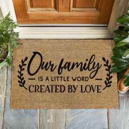Our Family Is A Little World Created By Love Doormat - Heartfelt Welcome Mat, Cozy Entry Rug, Sentimental Gift, Home Decor Coir Mat - thumbnail 1