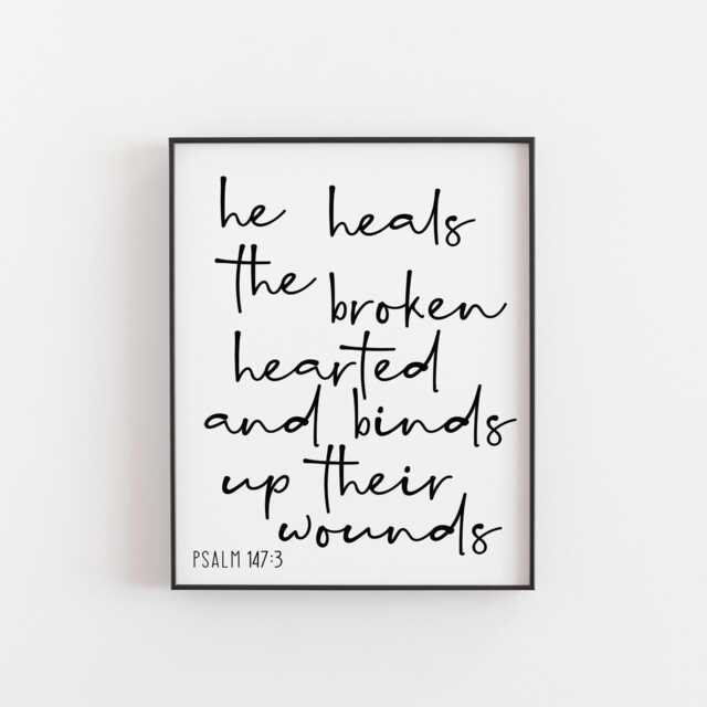 Psalm 1473 Print - Bible Verse Art For Healing Hearts, Christian Wall Decor & Spiritual Encouragement, Hospital Chaplain Prayer Group Gift - image 1