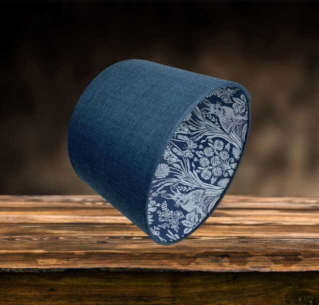 Rabbit Hare Lampshade For Ceiling & Table Lamps, Woodland Linen Country Drum Light Shade - image 1