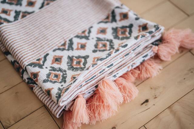 Lightweight Boho Throw Blanket, Textured For Modern Decor, End Of The Bed Blanket, Decorative Throw, Farmhouse Picnic Blanket - image 1