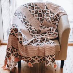 Lightweight Boho Throw Blanket, Textured For Modern Decor, End Of The Bed Blanket, Decorative Throw, Farmhouse Picnic Blanket - thumbnail 4