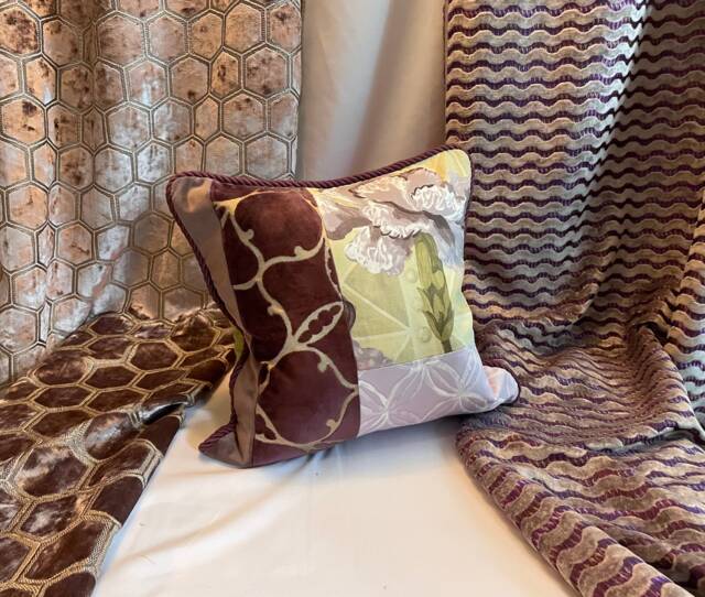 Designers Guild Purple & Green Linen Velvet Pillow - 18 - image 1