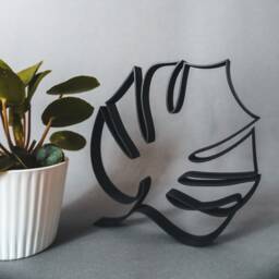 Monstera Leaf - Line Art 3D Print Decoration & Gift Idea For Plant Lovers - thumbnail 3