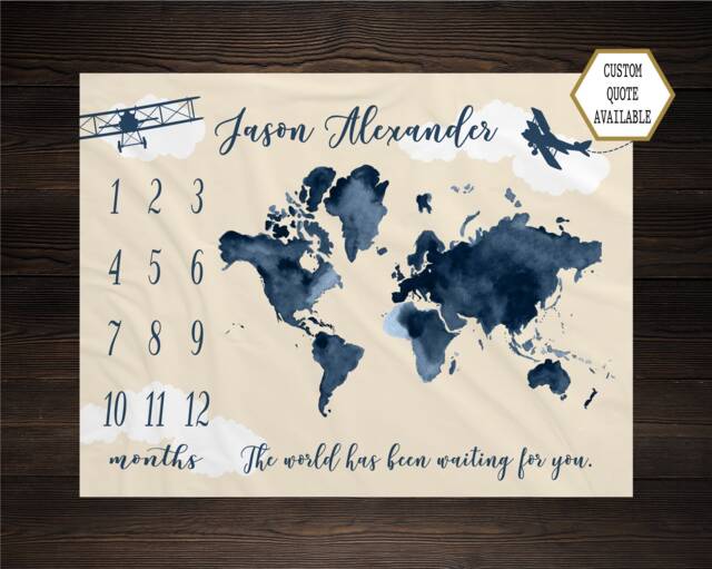 World Milestone Blanket Boy Monthly Growth Tracker Baby Shower Newborn Gift For Gender Neutral The Has Been Waiting You - image 1
