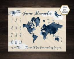 World Milestone Blanket Boy Monthly Growth Tracker Baby Shower Newborn Gift For Gender Neutral The Has Been Waiting You