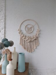 Macrame Butterfly Flower Wall Hanging Boho Cottagecore Decor