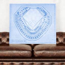 Vintage Detroit Tiger Stadium Seating Chart Print Blueprint Art - thumbnail 1