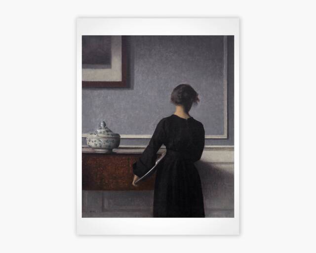 Hammersh??i's Interi??r Med Ung Kvinde Set Fra Ryggen - Museum Quality Reproduction Art Print - image 1