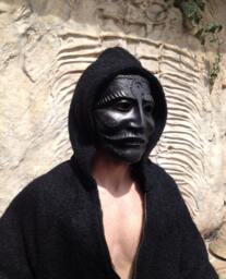 Black Fiberglass Mask Gothic Burning Man Cosplay - thumbnail 1