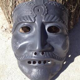 Black Fiberglass Mask Gothic Burning Man Cosplay - thumbnail 4