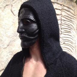 Black Fiberglass Mask Gothic Burning Man Cosplay - thumbnail 3