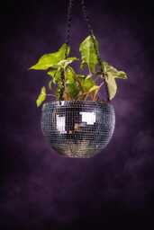 Hanging Disco Ball Planter, Mirror Tile Plant Pot, Retro Decor - thumbnail 1