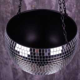 Hanging Disco Ball Planter, Mirror Tile Plant Pot, Retro Decor - thumbnail 4