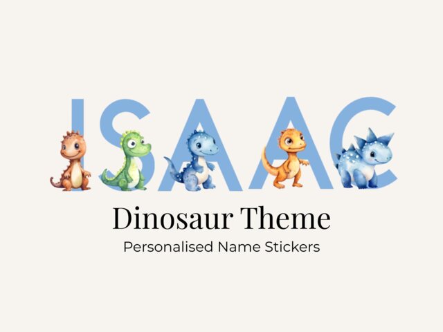 Personalised Dinosaur Name Sticker - Baby Boy Nursery Wall Decal, Custom Vinyl, Kids Room Decor - image 1