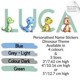 Personalised Dinosaur Name Sticker - Baby Boy Nursery Wall Decal, Custom Vinyl, Kids Room Decor - thumbnail 3