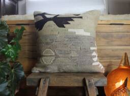 40cm - 16Inch Stunning Kilim Pillow Cover - Antique Slit Weave Nomadic Style - thumbnail 1