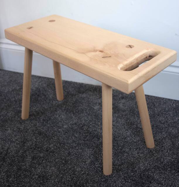 Handmade Beech Wood Stool Scandinavian Design Carry Stool - image 1
