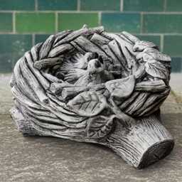 Stone Bird Nest Sculpture Concrete Bath Statue Garden Feeder Ornament Outdoor Figurine Handmade Cement Decor Bird Art - thumbnail 3