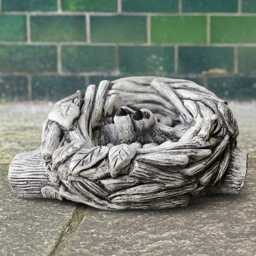 Stone Bird Nest Sculpture Concrete Bath Statue Garden Feeder Ornament Outdoor Figurine Handmade Cement Decor Bird Art - thumbnail 4