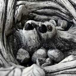 Stone Bird Nest Sculpture Concrete Bath Statue Garden Feeder Ornament Outdoor Figurine Handmade Cement Decor Bird Art - thumbnail 2
