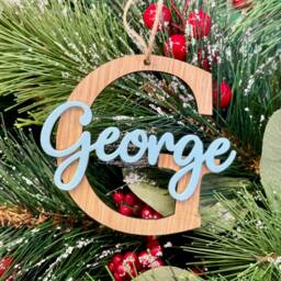 Personalised Christmas Bauble - Initial & Name First Tree Decorations Family Xmas Ornament - thumbnail 2