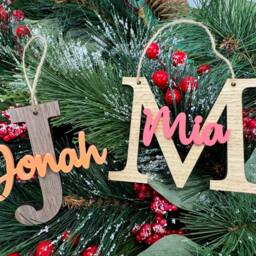 Personalised Christmas Bauble - Initial & Name First Tree Decorations Family Xmas Ornament - thumbnail 3