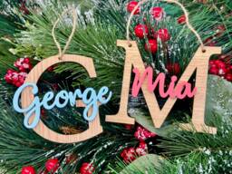 Personalised Christmas Bauble - Initial & Name First Tree Decorations Family Xmas Ornament - thumbnail 1