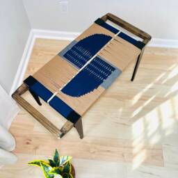 Hand-Woven Entryway Bench Mcm Style End Of Bed & Mudroom Seating - Custom-Made, Multiple Sizes - thumbnail 3