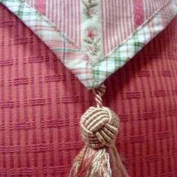 Rose Designer Fabric Pillow With 2 Flaps & Tassels Corded Edge - thumbnail 3