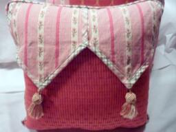 Rose Designer Fabric Pillow With 2 Flaps & Tassels Corded Edge - thumbnail 1