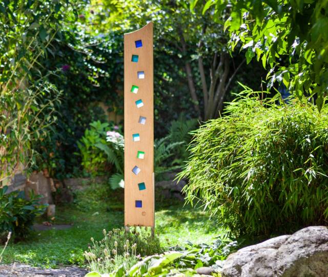 Garden Sculpture Made Of Wood & Glass. A Unique, Handmade, Weatherproof Garden Decoration - image 1