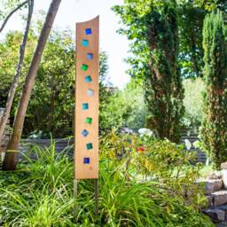 Garden Sculpture Made Of Wood & Glass. A Unique, Handmade, Weatherproof Garden Decoration - thumbnail 3