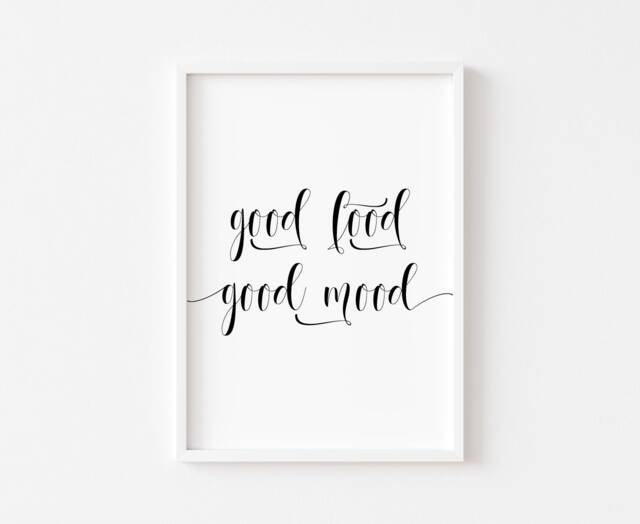 Kitchen Prints - Good Food Mood Print Wall Art Decor Home Funny - image 1