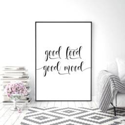 Kitchen Prints - Good Food Mood Print Wall Art Decor Home Funny - thumbnail 2