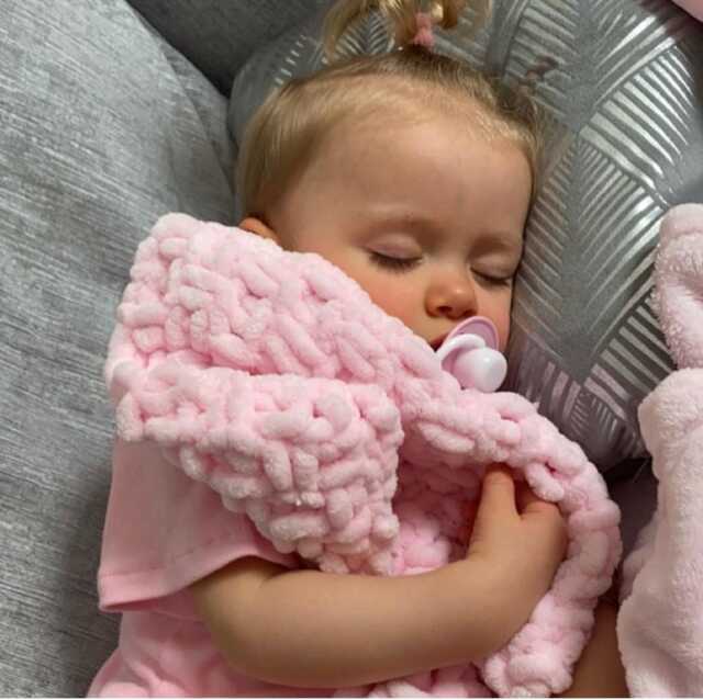 Baby Girl Comforter Gift - Pink Chenille Lovey Soft Security Blanket For Newborn UK - image 1