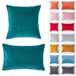 Luxury Velvet Cushion Cover - 100% Cotton, Super Soft, Hidden Zip, 8 Colours, 3 Sizes Square & Rectangle Throw Pillow For Sofa & Bed - thumbnail 1
