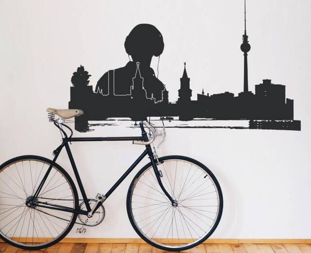Berlin Calling Dj Wall Decal Berlin Skyline Tv Tower & Oberbaumbr??cke, Art Decal, Urban Interior Home Decor - image 1